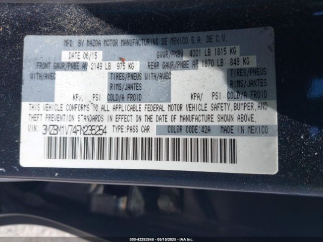 3MZBM1V74FM235254 Mazda Mazda3 I Touring