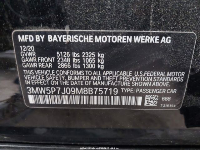 3MW5P7J09M8B75719 BMW 3 Series 330e
