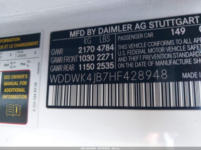 WDDWK4JB7HF428948 Mercedes-Benz m274