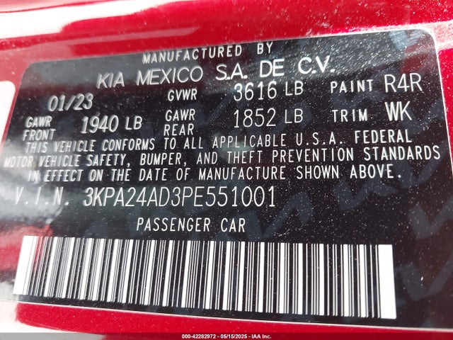 3KPA24AD3PE551001 KIA mpi gamma ii