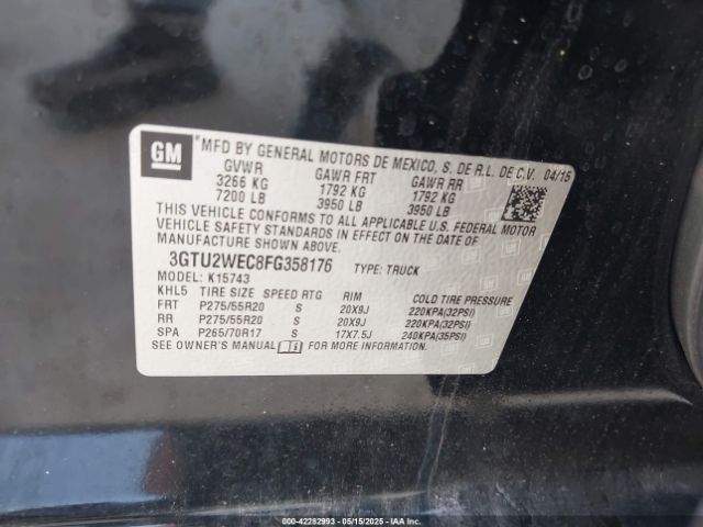 3GTU2WEC8FG358176 GMC Sierra 1500 Denali