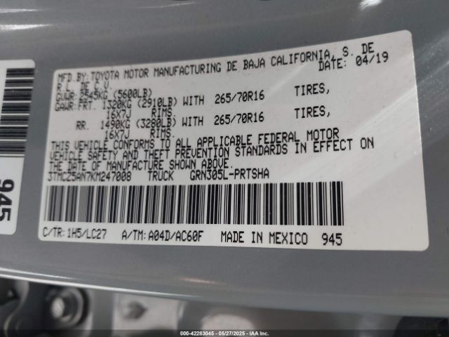 2019 TOYOTA TACOMA 3TMCZ5AN7KM247008 Photo 8