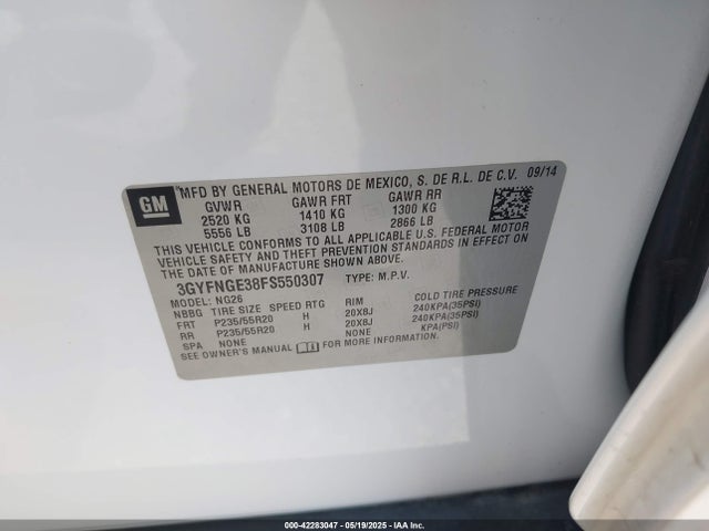 2015 CADILLAC SRX 3GYFNGE38FS550307 Photo 8