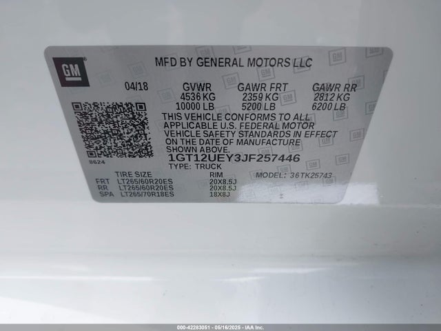 1GT12UEY3JF257446 GMC l5p - direct injection, duramax, gen 5, var 1