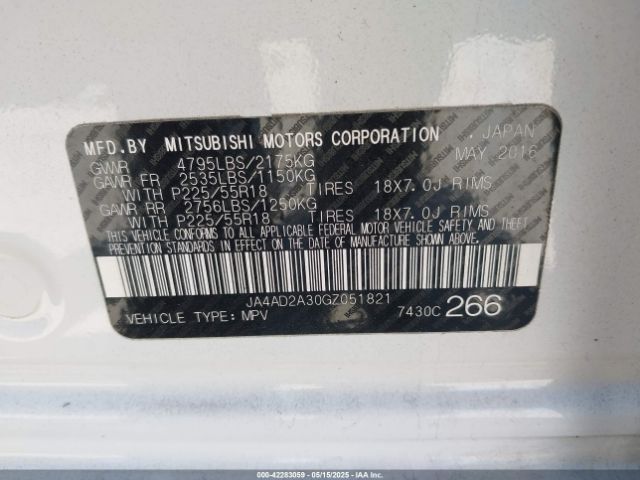 2016 MITSUBISHI OUTLANDER JA4AD2A30GZ051821 Photo 8