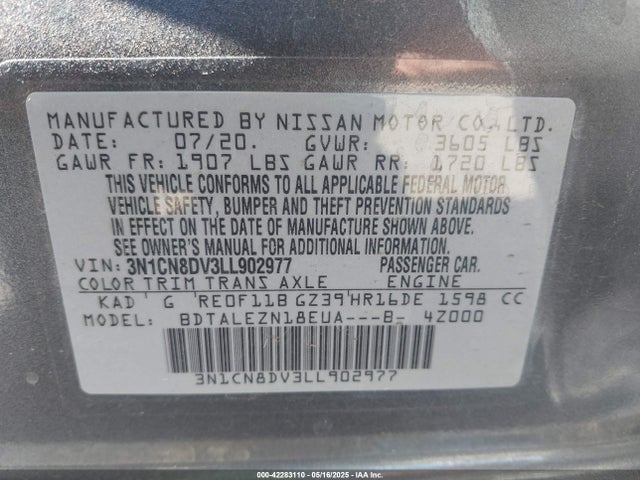 Nissan Versa 2020 3N1CN8DV3LL902977 Image 9