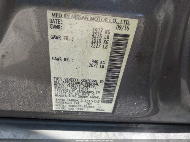 1N4AL3AP8HC119505 Nissan Altima 2.5 S