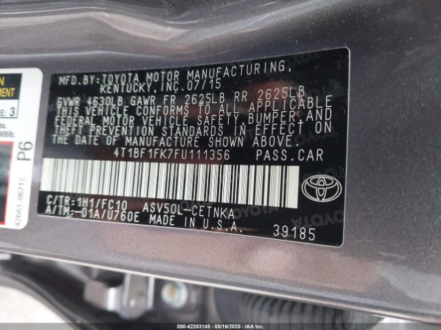 4T1BF1FK7FU111356 Toyota CAMRY LE