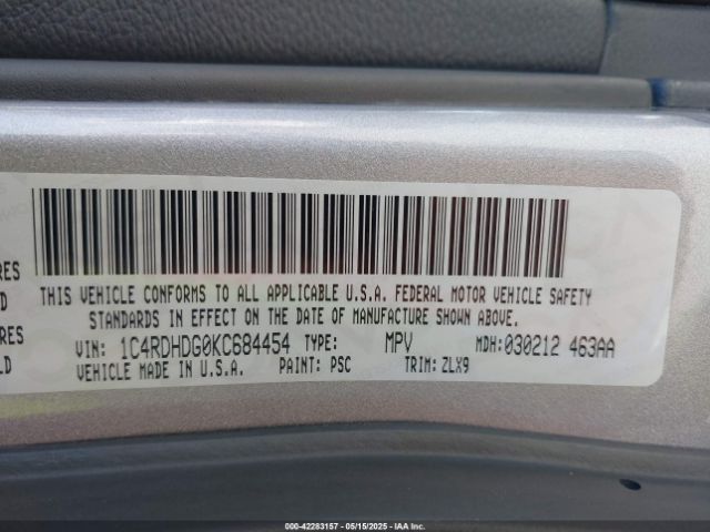 1C4RDHDG0KC684454 Dodge Durango Gt Plus Rwd