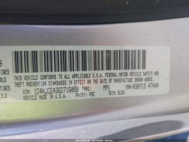 1C4NJCEA3GD716058 Jeep Compass High Altitude Edition