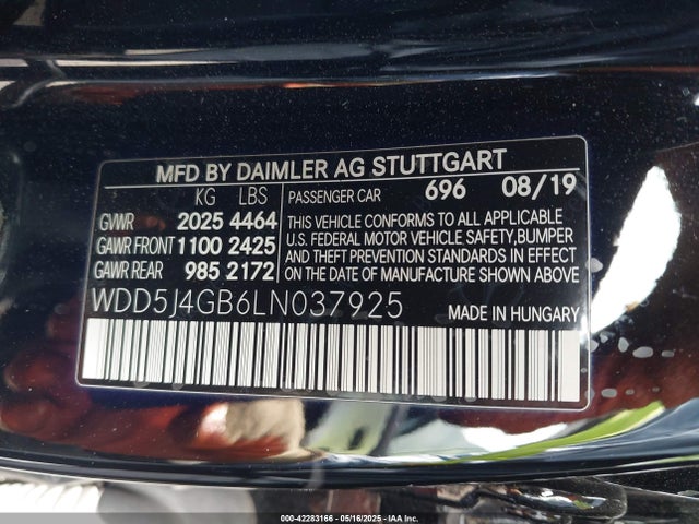 WDD5J4GB6LN037925 Mercedes-Benz CLA 250