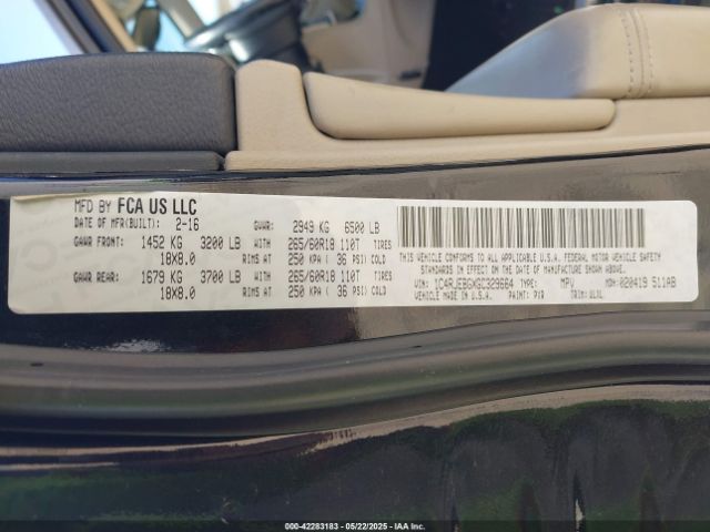 1C4RJEBGXGC329664 Jeep Grand Cherokee Limited