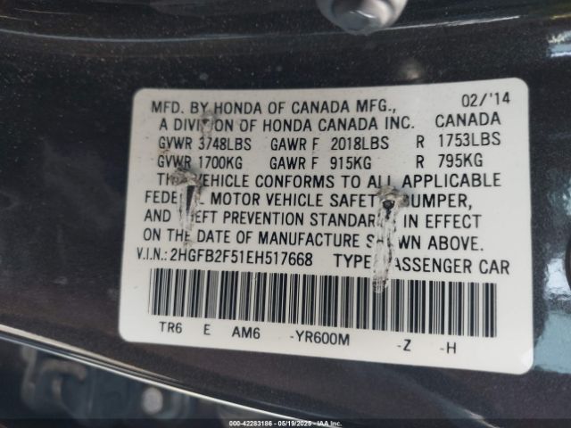 2HGFB2F51EH517668 Honda Civic Lx