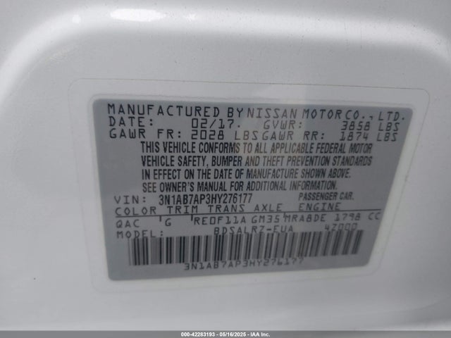 3N1AB7AP3HY276177 Nissan SENTRA SR