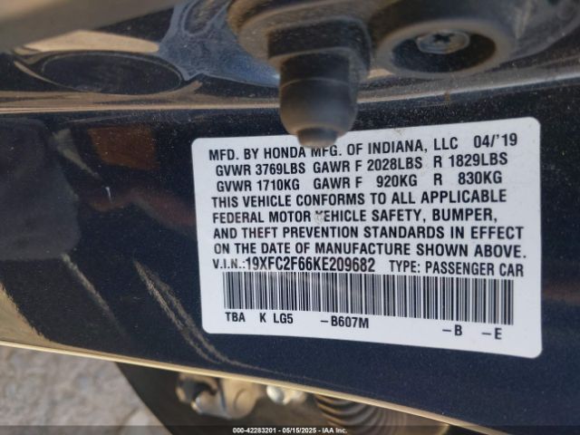 19XFC2F66KE209682 Honda Civic Lx
