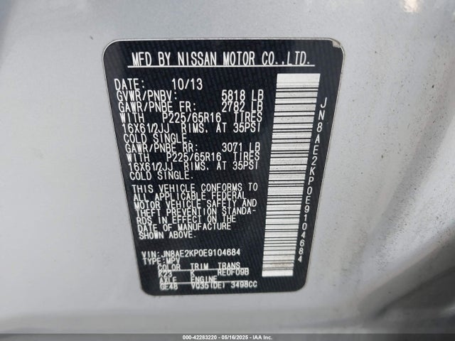 Nissan QUEST S 2014 JN8AE2KP0E9104684 Image 9
