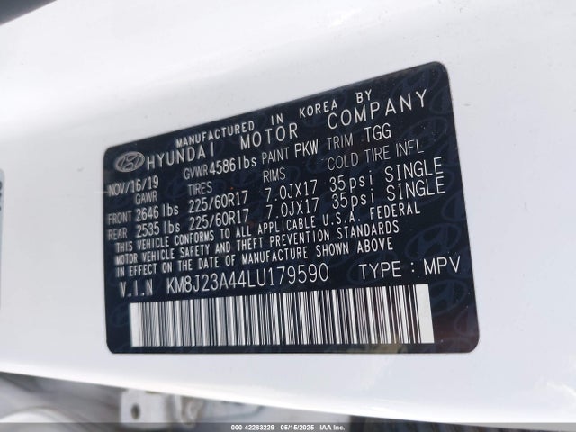 KM8J23A44LU179590 Hyundai TUCSON SE