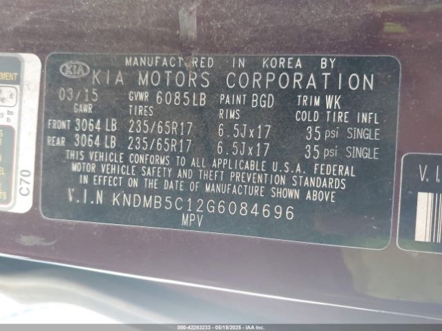 KNDMB5C12G6084696 KIA SEDONA LX