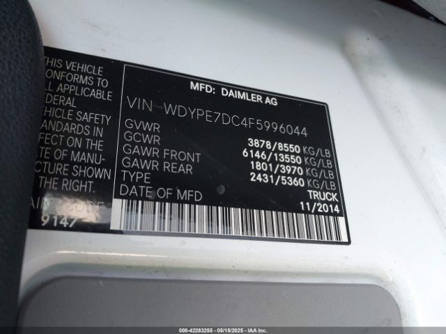 WDYPE7DC4F5996044 Freightliner Sprinter 2500 Normal Roof