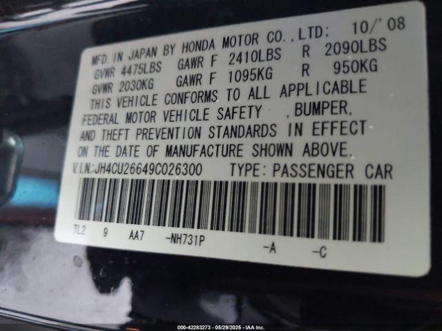 2009 ACURA TSX JH4CU26649C026300 Photo 8