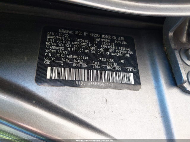 Aukcja sprzedaży 2021 Nissan Rogue Sport S Awd Xtronic Cvt, vin: JN1BJ1AW5MW660443, numer aukcji: 42283315