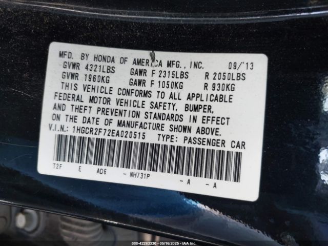 1HGCR2F72EA020515 Honda ACCORD EX