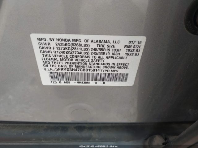 2016 ACURA MDX 5FRYD3H47GB015914 Photo 8