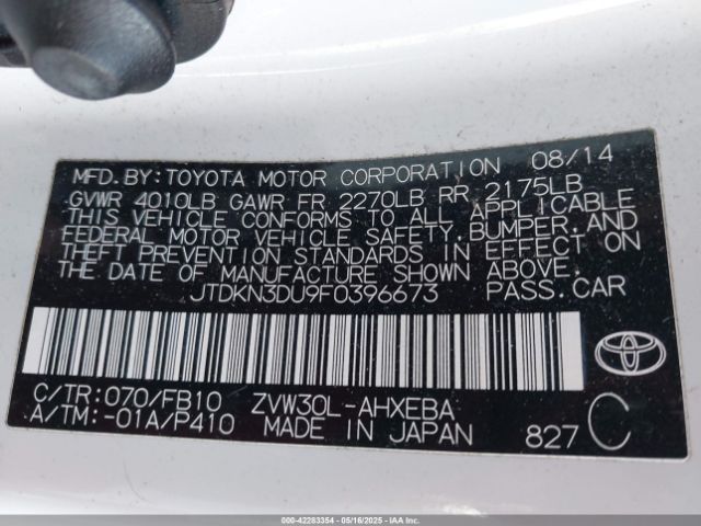 JTDKN3DU9F0396673 Toyota Prius Two
