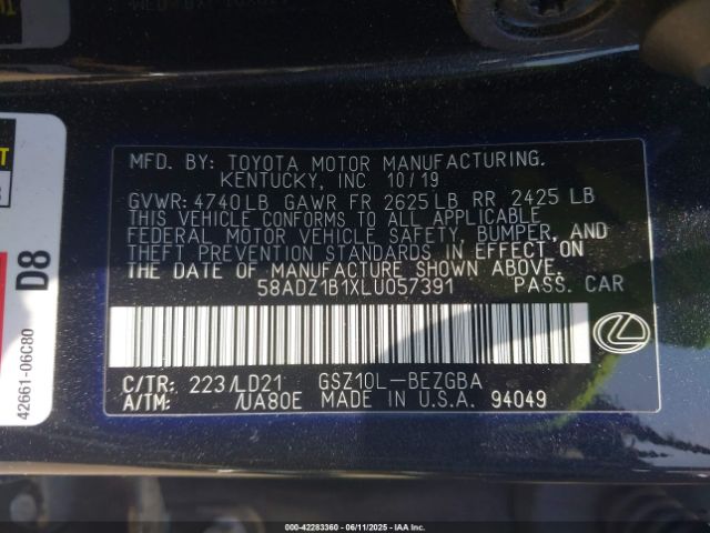 2020 LEXUS ES 350 58ADZ1B1XLU057391 Photo 8