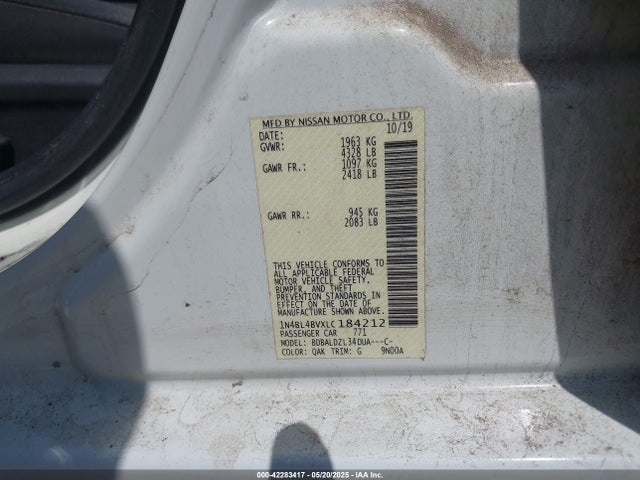 1N4BL4BVXLC184212 Nissan Altima S Fwd