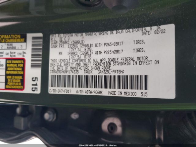 3TMAZ5CN6NM174335 Toyota 2gr-fks