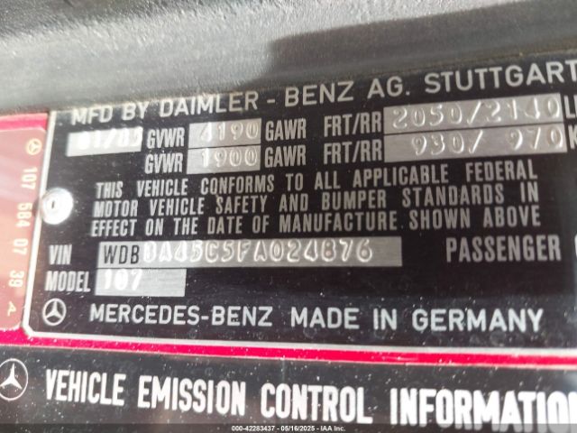 1985 MERCEDES-BENZ 380 WDBBA45C5FA024876 Photo 8