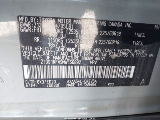 2T3S1RFV9MW156892 Toyota Rav4 Trd Off-road