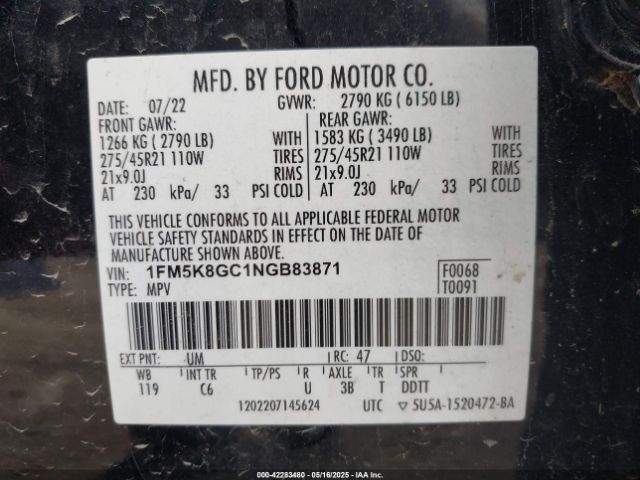 2022 FORD EXPLORER 1FM5K8GC1NGB83871 Photo 8