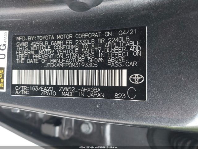 JTDKAMFP0M3193305 Toyota Prius Prime Xle