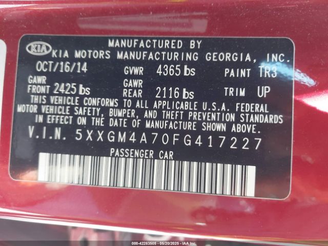 5XXGM4A70FG417227 KIA Optima Lx