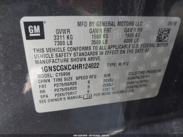 1GNSCGKC4HR124822 Chevrolet Suburban Ls
