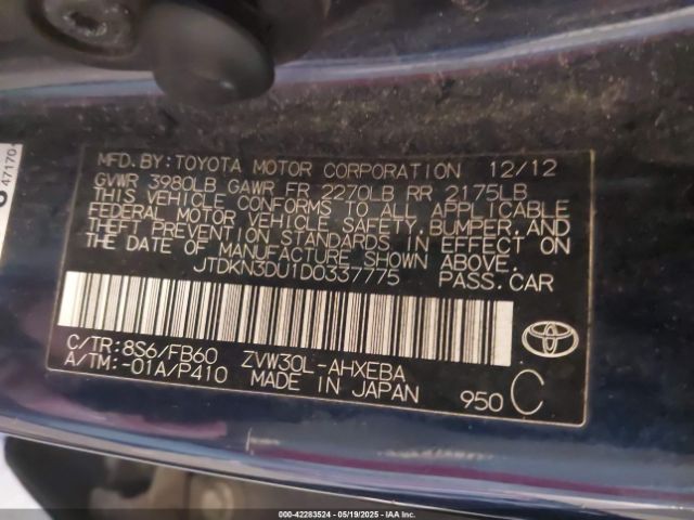 2013 TOYOTA PRIUS JTDKN3DU1D0337775 Photo 8