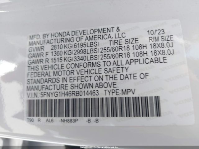 5FNYG1H46RB014463 Honda Pilot Ex-l