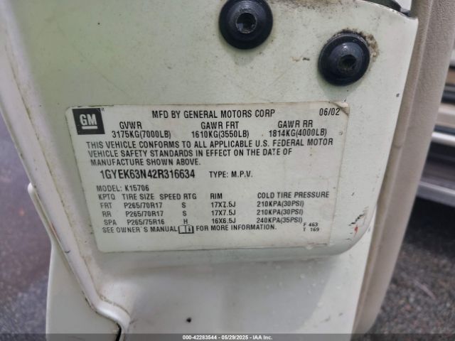 2002 CADILLAC ESCALADE 1GYEK63N42R316634 Photo 8