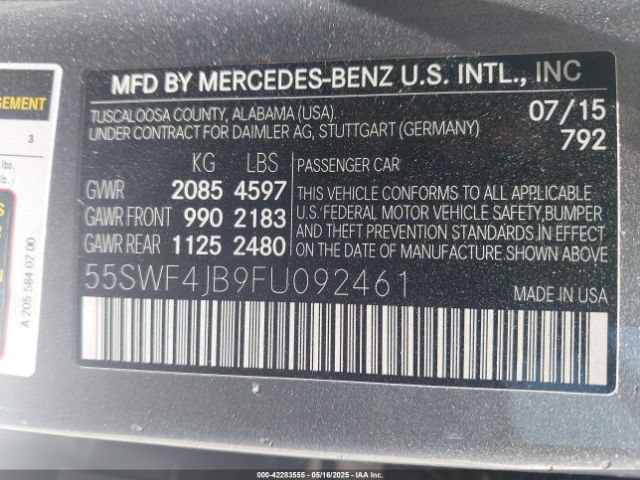 55SWF4JB9FU092461 Mercedes-Benz C 300 Luxury/sport
