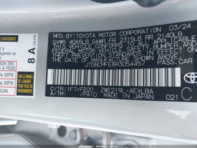 2024 TOYOTA COROLLA JTDBCMFE8R3054457 Photo 8