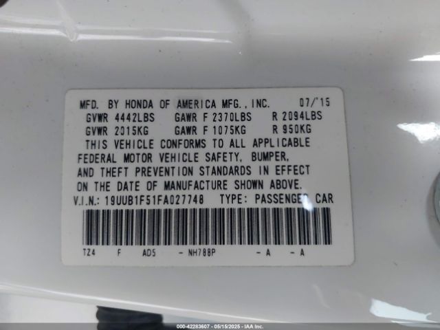 19UUB1F51FA027748 Acura TLX TECH
