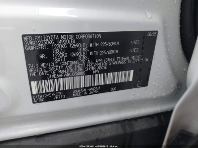 JTME6RFV4PJ034880 Toyota Rav4 Hybrid Xse