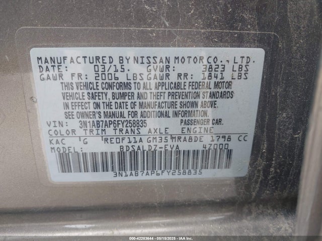 3N1AB7AP6FY258835 Nissan SENTRA SV