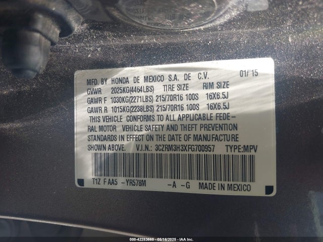 3CZRM3H3XFG700957 Honda k24w9/k24v1