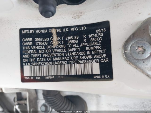 SHHFK7H5XHU403752 Honda CIVIC EX