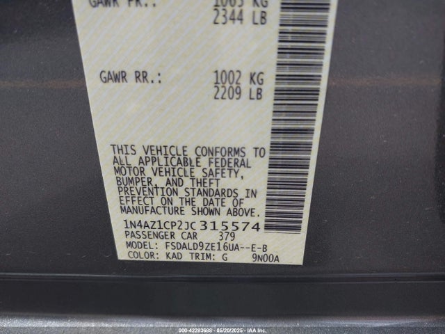 1N4AZ1CP2JC315574 Nissan LEAF SV