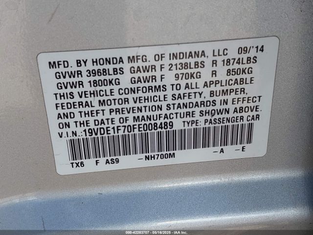 19VDE1F70FE008489 Acura Ilx 2.0l