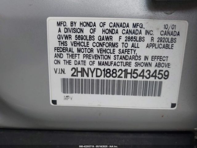 2001 ACURA MDX 2HNYD18821H543459 Photo 8